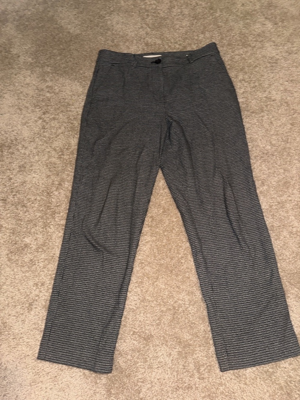 LOFT Women's Straight Leg Houndstooth Pants - Black and White. A